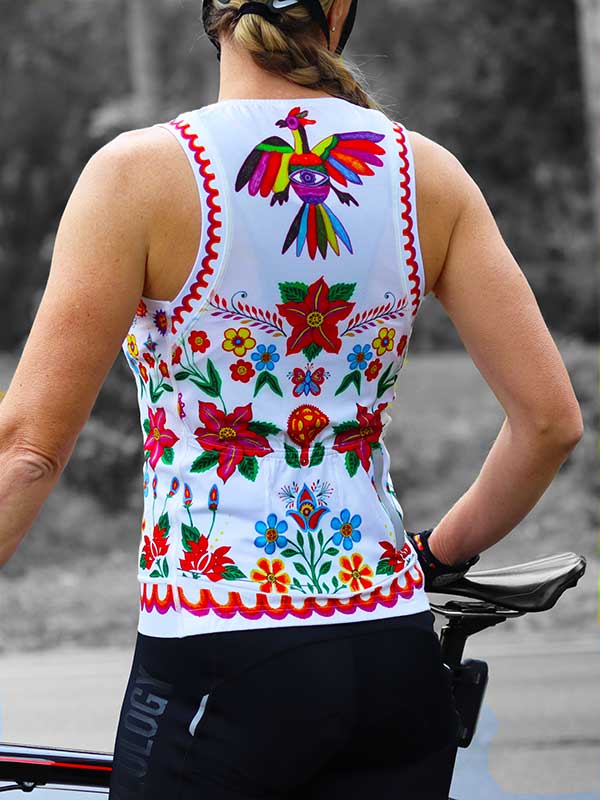 Frida (White) Sleeveless Cycling Jersey - Cycology Clothing US