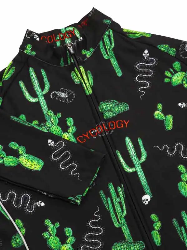 Totally Cactus Men's Long Sleeve Jersey - Black - Cycology Clothing US