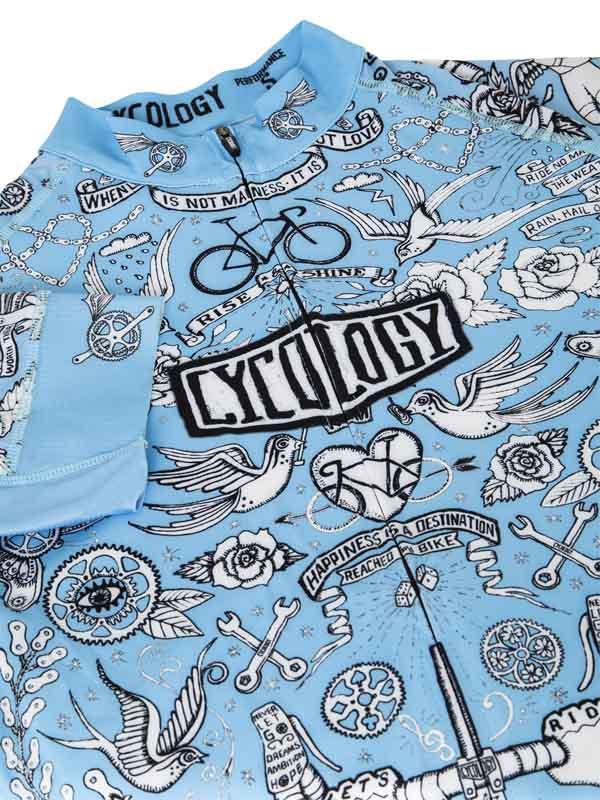 Velo Tattoo (Blue) Men's Cycling Jersey - Cycology Clothing US