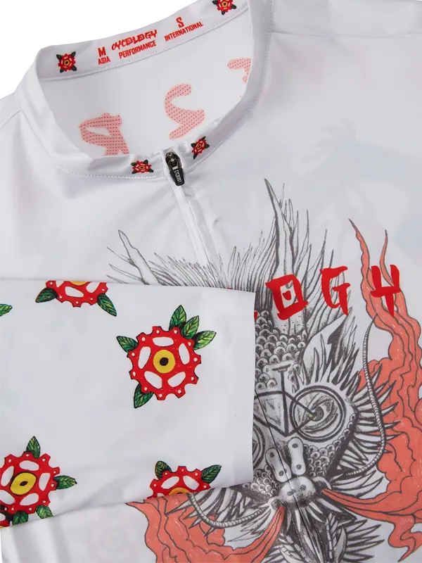 Dragon White Men's Reborn Cycling Jersey  Neck Cycology USA