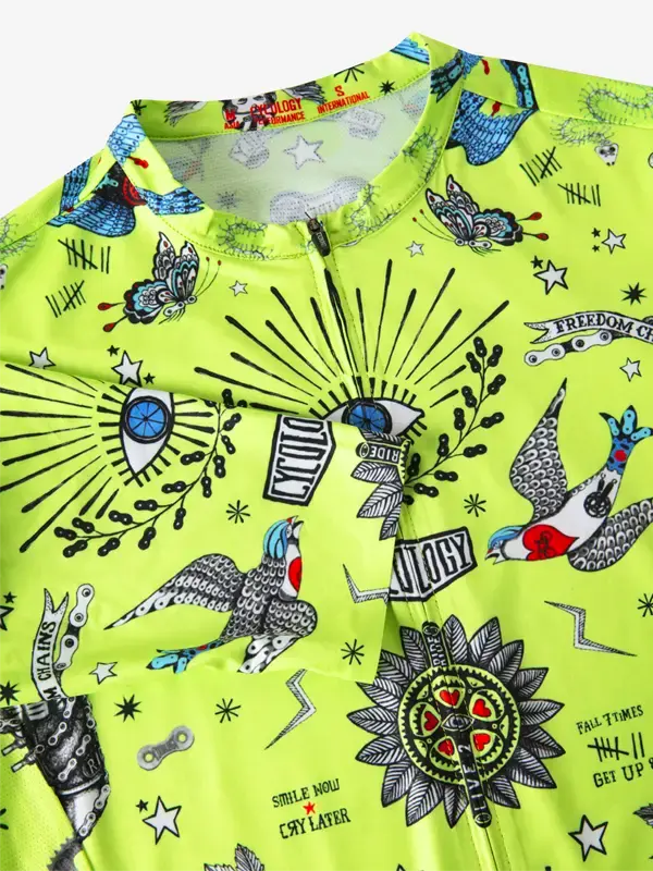 Tattoo Green Men's Reborn Jersey neck and collar  | Cycology USA